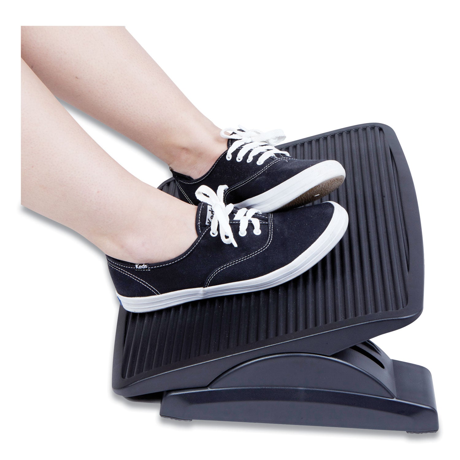 Mind Reader Adjustable Height Ergonomic Footrest, 17.62w x 14d x 3.75h, Black (FTLINEBLK)