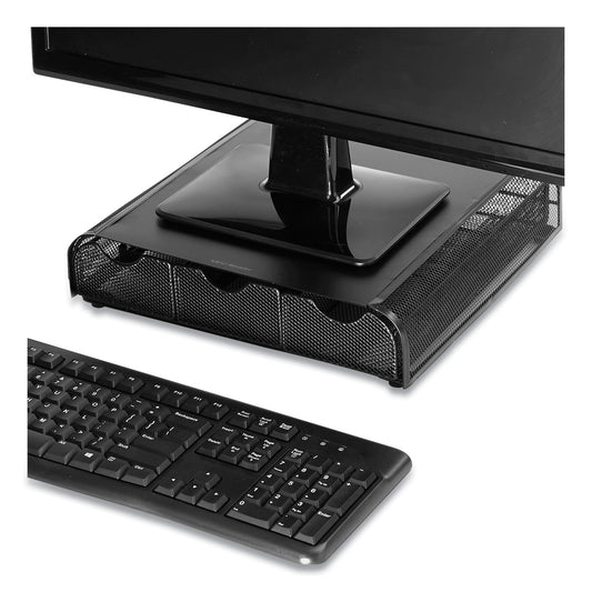 Mind Reader Perch Monitor Stand and Desk Organizer, 13" x 12.5" x 3", Black (MONMESHBLK)