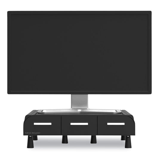 Mind Reader Perch Monitor Stand and Desk Organizer, 13.46" x 12.87" x 2.72", Black/Silver (MONSTA3DBLK)