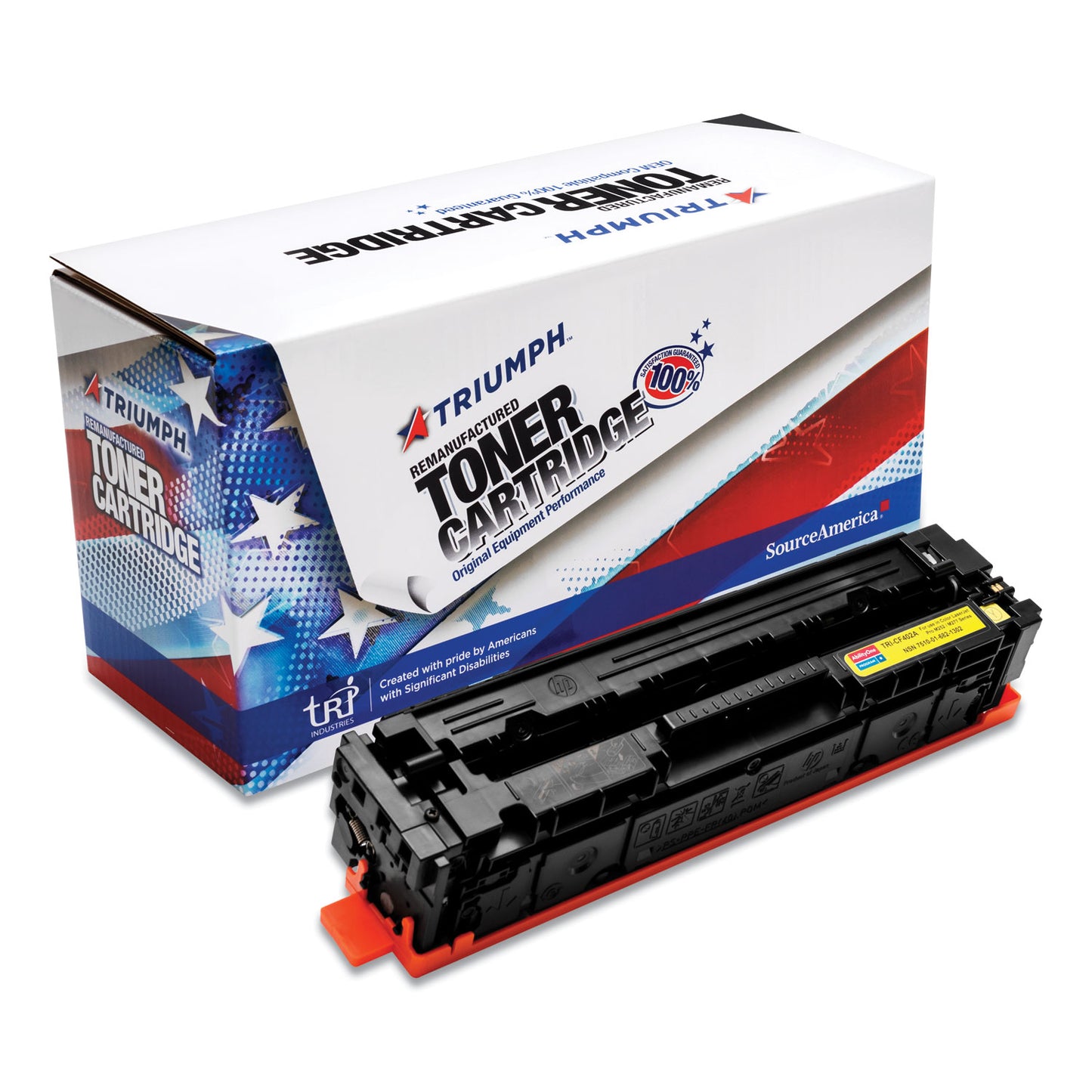 AbilityOne 7510016821302 Remanufactured CF402A (201A) Toner, 1,400 Page-Yield, Yellow