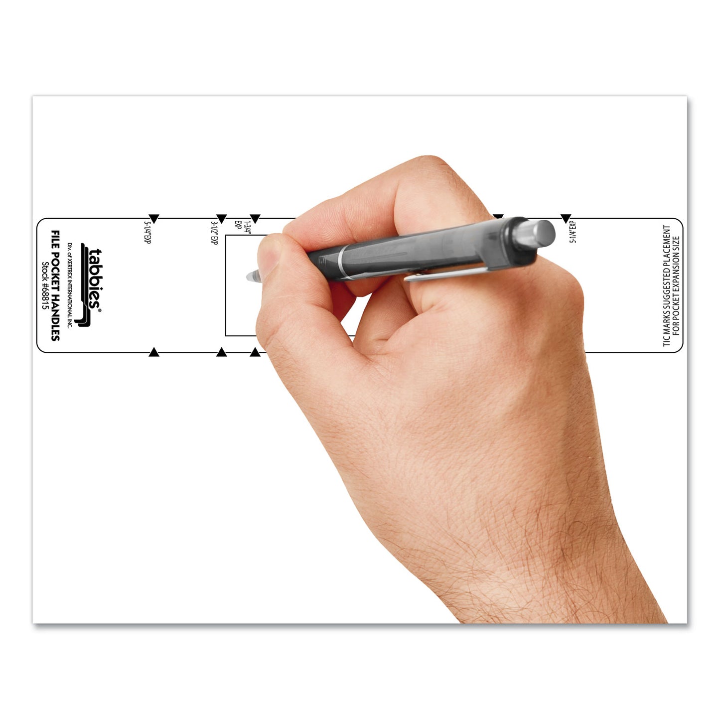 Tabbies File Pocket Handles, 9.63 x 2, White, 4/Sheet, 12 Sheets/Pack (68815)