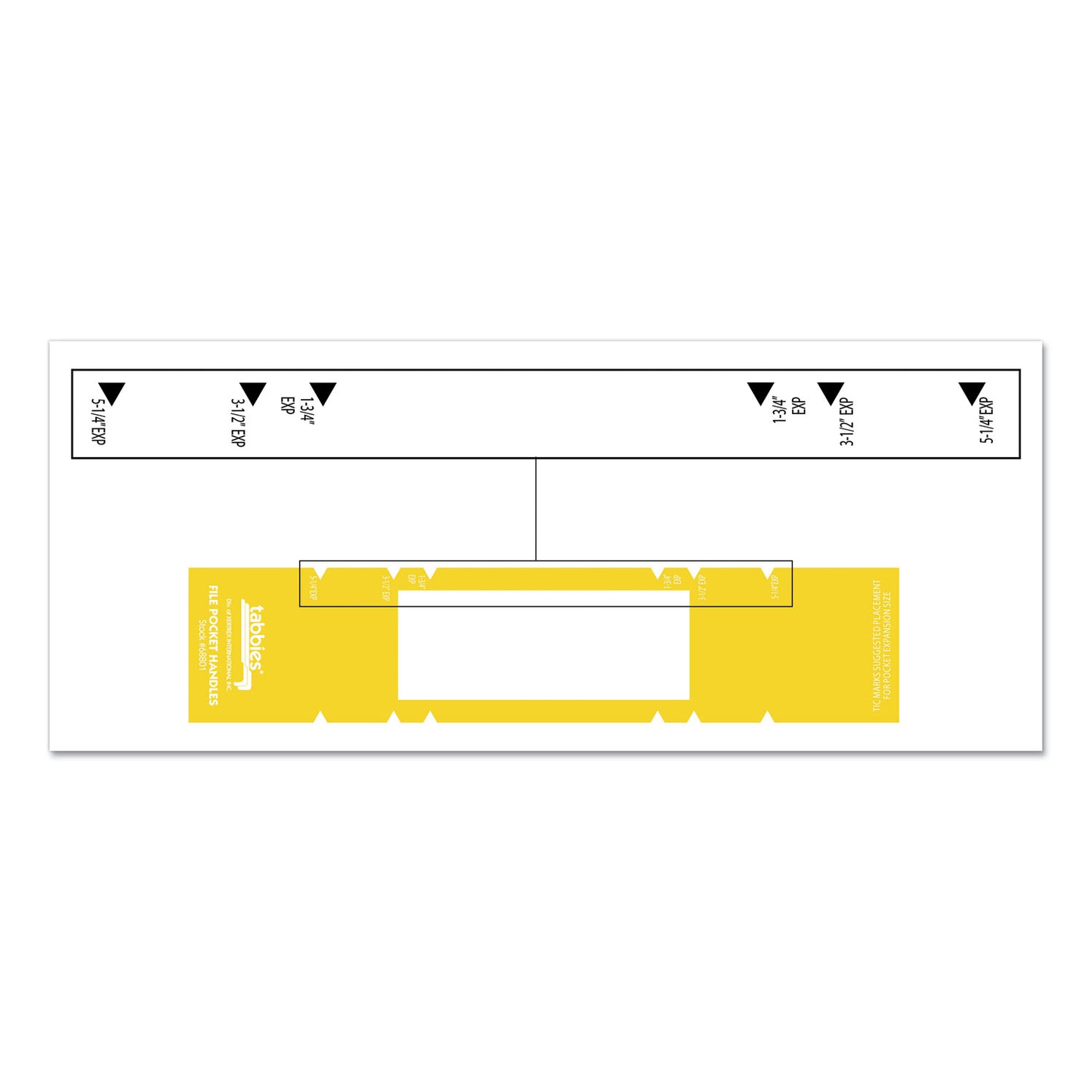 Tabbies File Pocket Handles, 9.63 x 2, Yellow/White, 4/Sheet, 12 Sheets/Pack (68801)