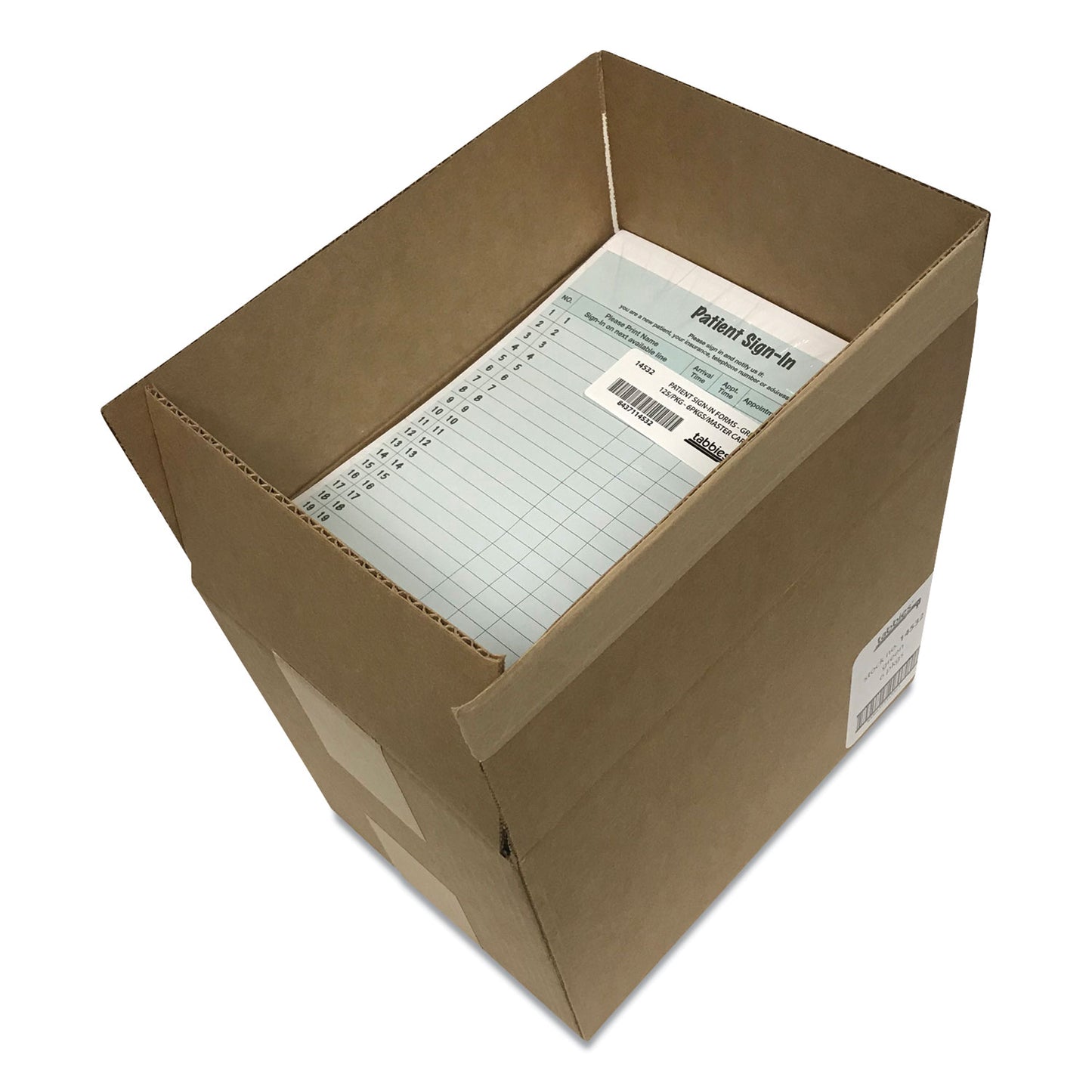 Tabbies Patient Sign-In Label Forms, Two-Part Carbon, 8.5 x 11.63, Green Sheets, 125 Forms Total (14532)