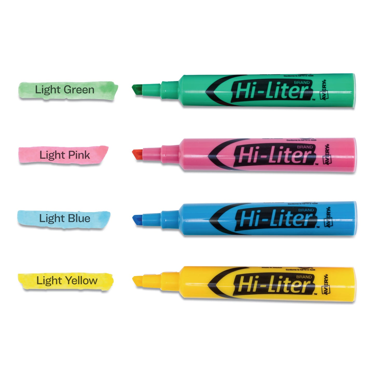 Avery HI-LITER Desk-Style Highlighters, Assorted Ink Colors, Chisel Tip, Assorted Barrel Colors, 4/Set (17752)