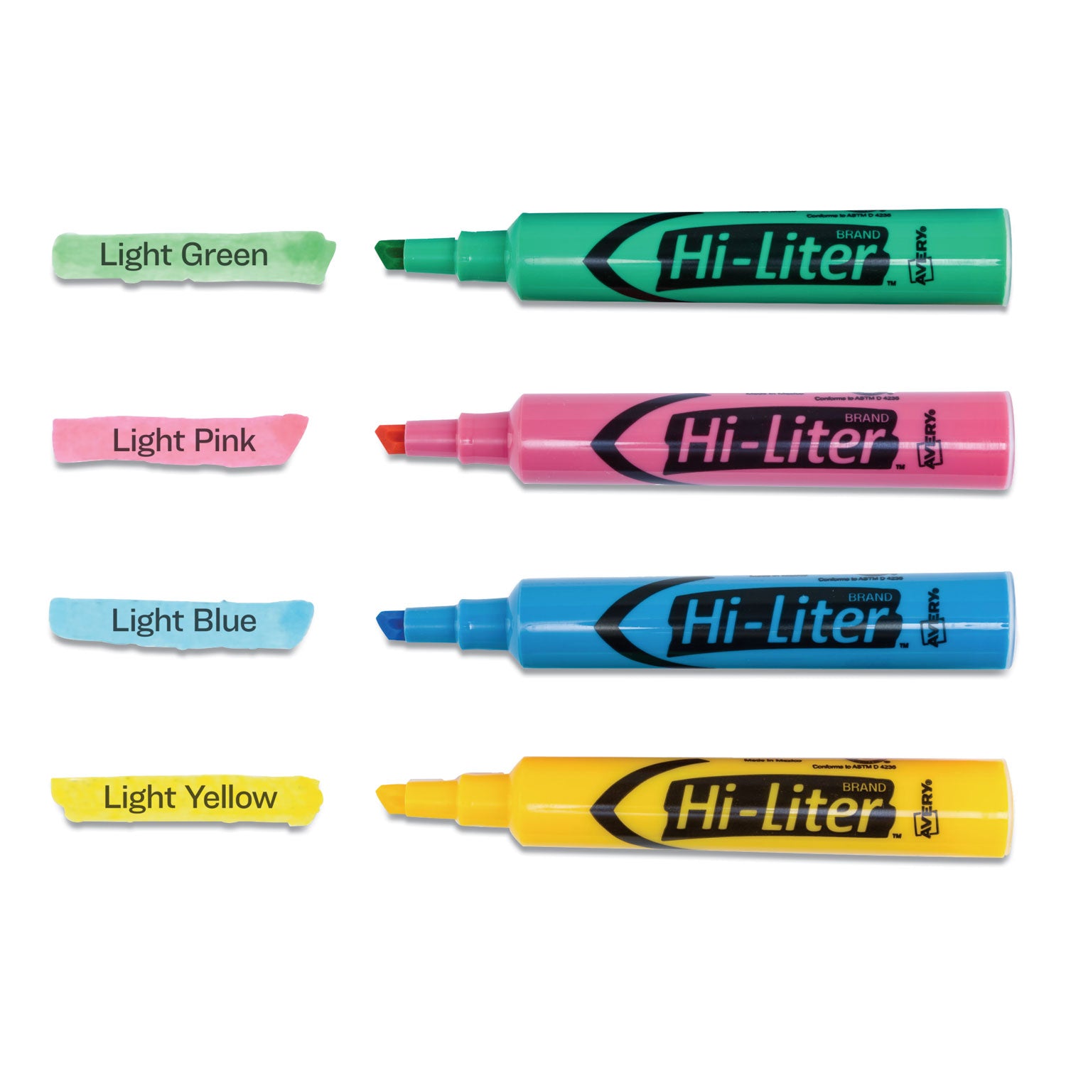 Avery HI-LITER Desk-Style Highlighters, Assorted Ink Colors, Chisel Tip, Assorted Barrel Colors, 4/Set (17752)