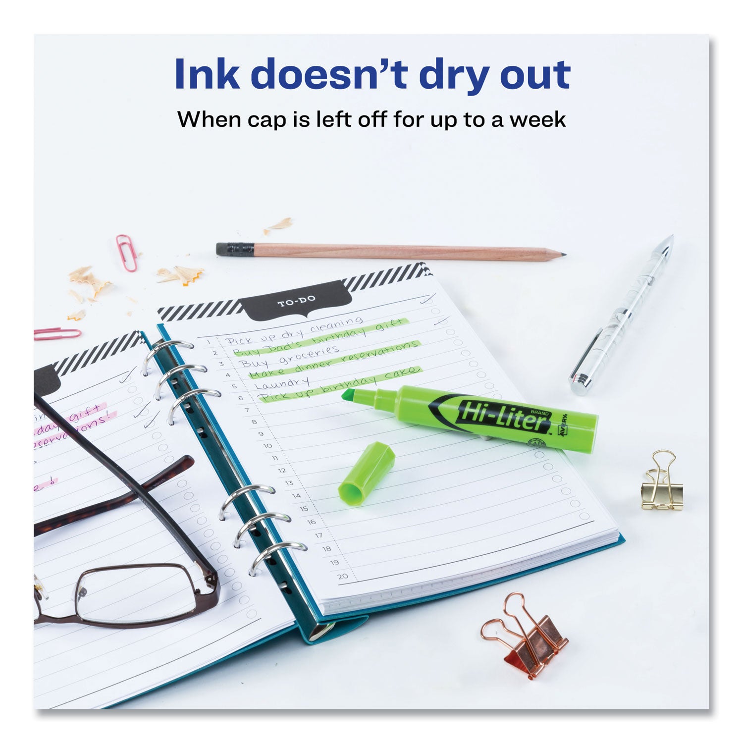 Avery HI-LITER Desk-Style Highlighters, Fluorescent Green Ink, Chisel Tip, Green/Black Barrel, Dozen (24020)