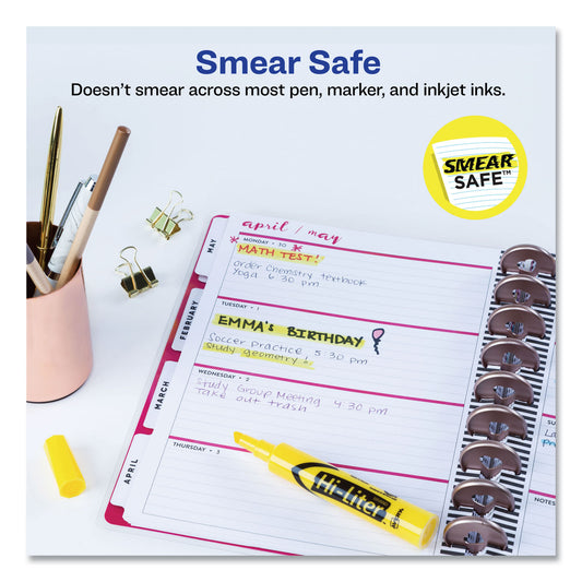 Avery HI-LITER Desk-Style Highlighters, Yellow Ink, Chisel Tip, Yellow/Black Barrel, Dozen (07742)