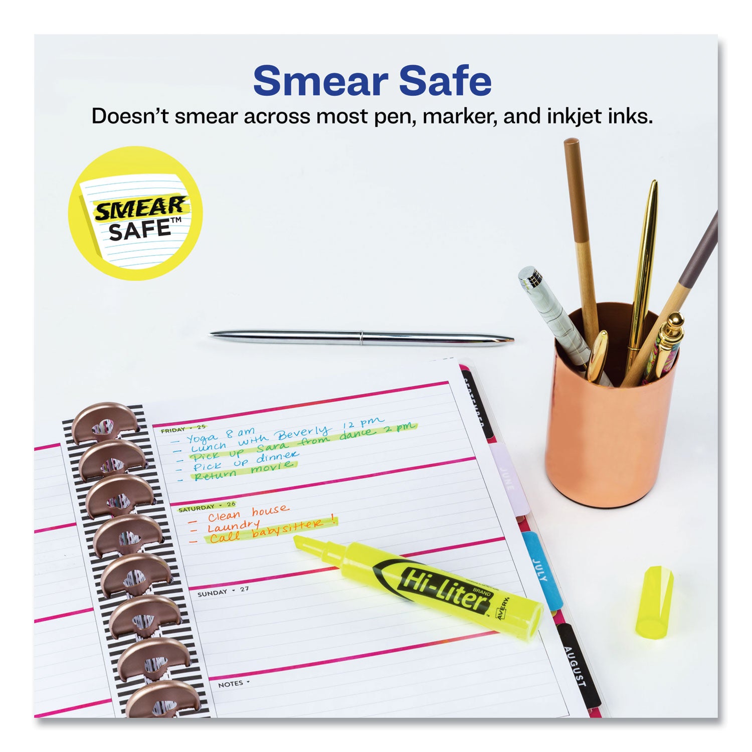 Avery HI-LITER Desk-Style Highlighters, Fluorescent Yellow Ink, Chisel Tip, Yellow/Black Barrel, Dozen (24000)