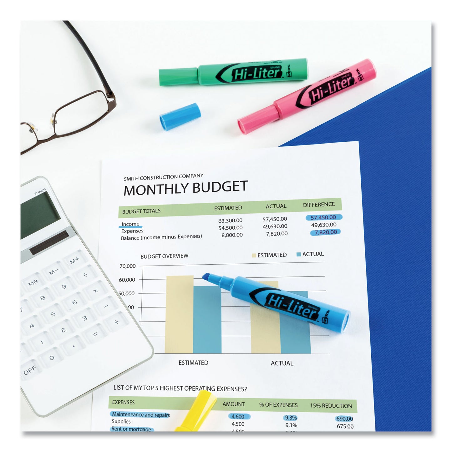 Avery HI-LITER Desk-Style Highlighters, Assorted Ink Colors, Chisel Tip, Assorted Barrel Colors, 4/Set (17752)