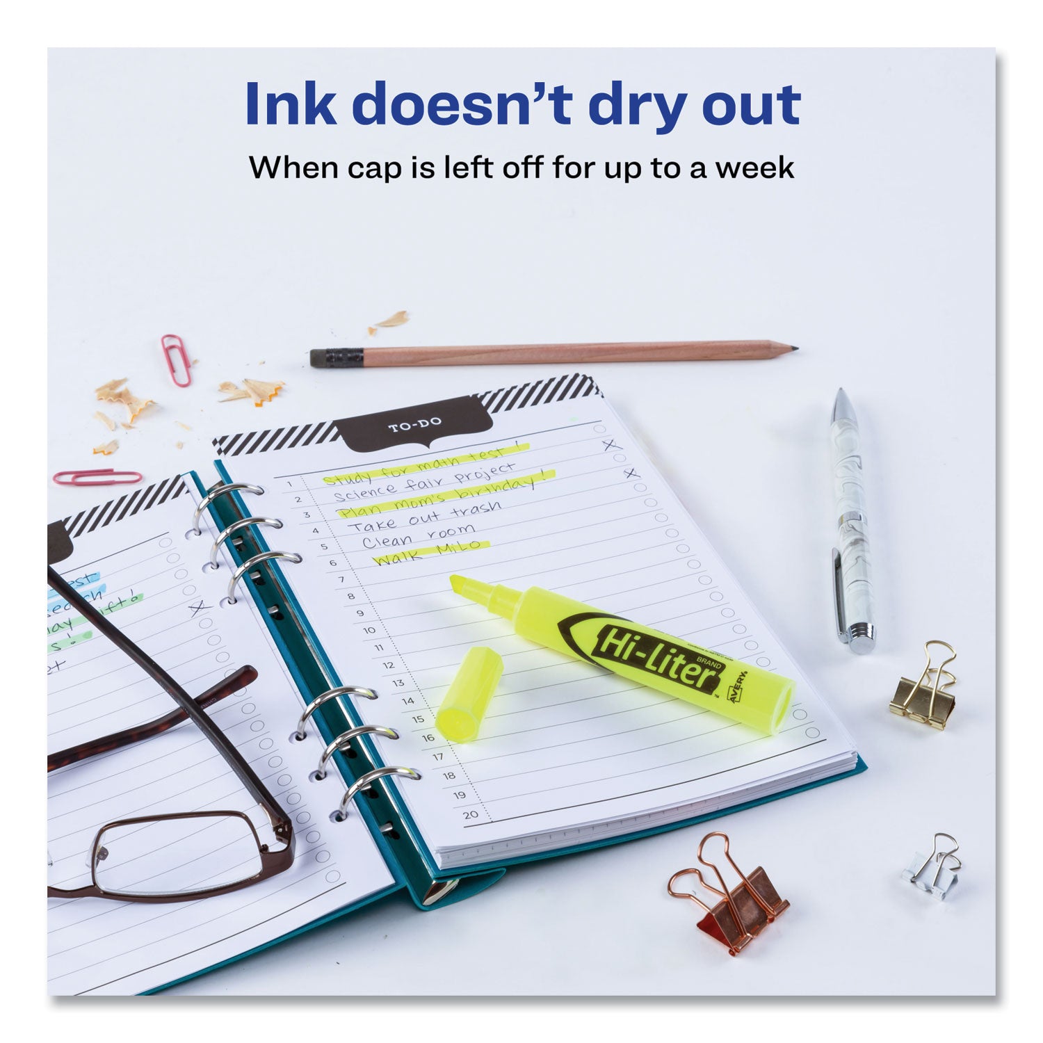 Avery HI-LITER Desk-Style Highlighters, Fluorescent Yellow Ink, Chisel Tip, Yellow/Black Barrel, Dozen (24000)