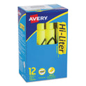 Avery HI-LITER Desk-Style Highlighters, Fluorescent Yellow Ink, Chisel Tip, Yellow/Black Barrel, Dozen (24000)