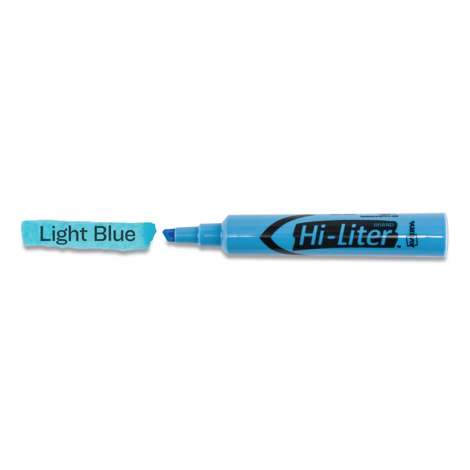 Avery HI-LITER Desk-Style Highlighters, Light Blue Ink, Chisel Tip, Light Blue/Black Barrel, Dozen (07746)