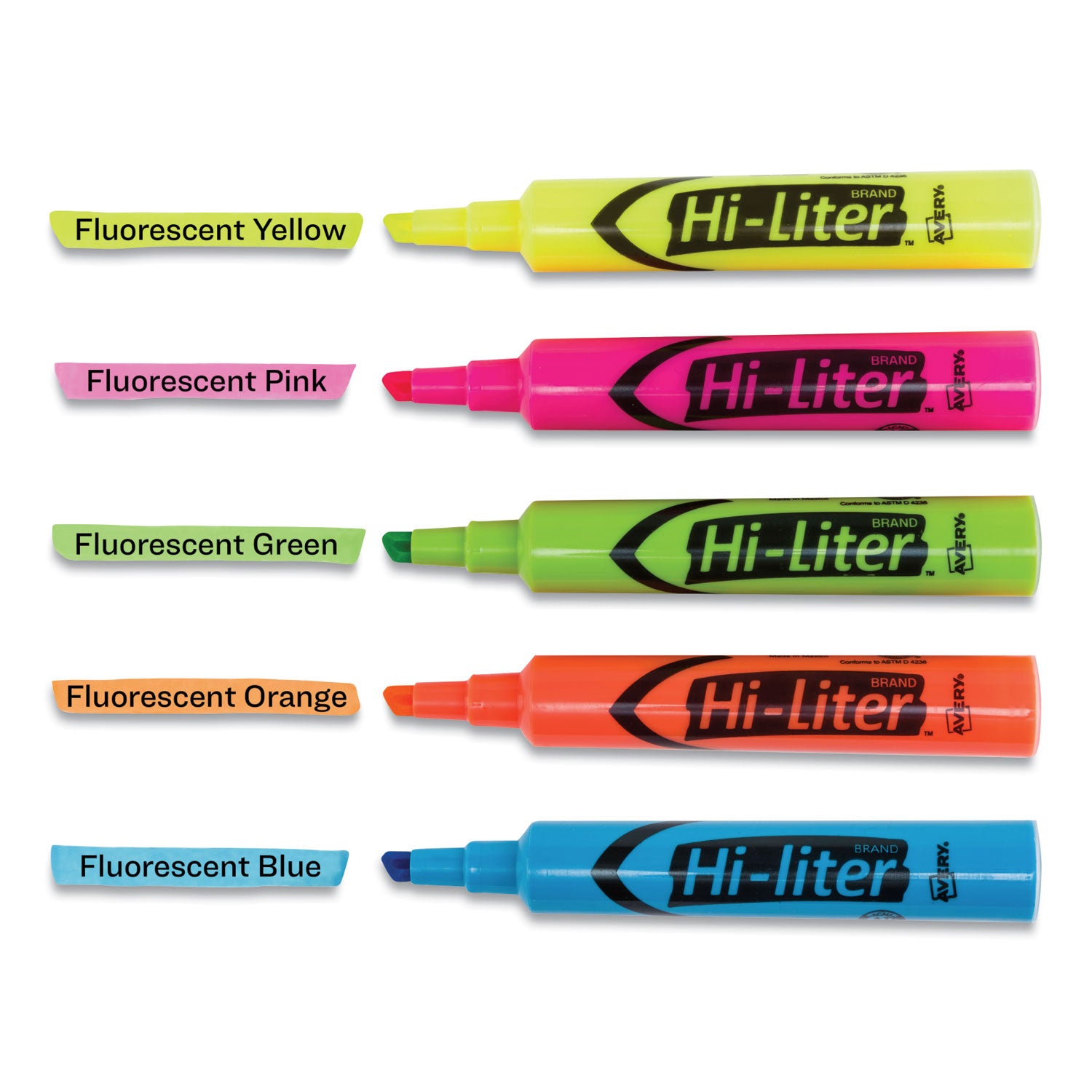 Avery HI-LITER Desk-Style Highlighters, Assorted Ink Colors, Chisel Tip, Assorted Barrel Colors, Dozen (98034)
