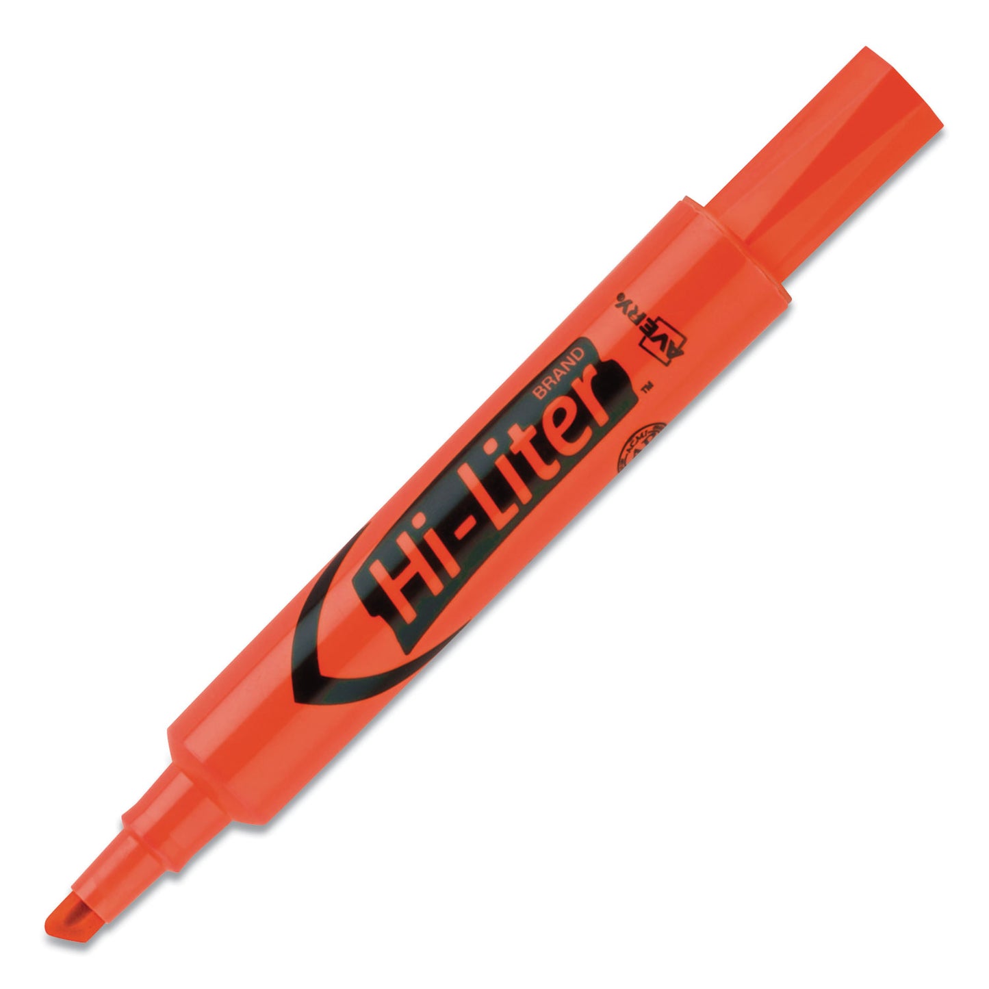 Avery HI-LITER Desk-Style Highlighters, Fluorescent Orange Ink, Chisel Tip, Orange/Black Barrel, Dozen (24050)