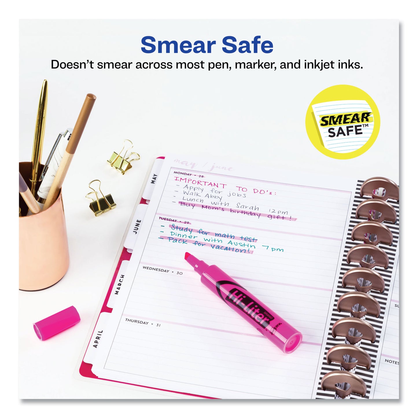 Avery HI-LITER Desk-Style Highlighters, Fluorescent Pink Ink, Chisel Tip, Pink/Black Barrel, Dozen (24010)