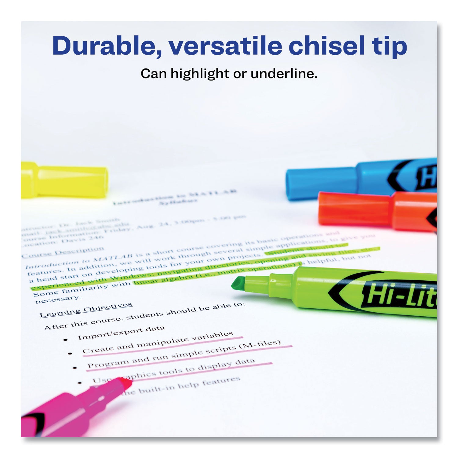 Avery HI-LITER Desk-Style Highlighters, Assorted Ink Colors, Chisel Tip, Assorted Barrel Colors, Dozen (98034)