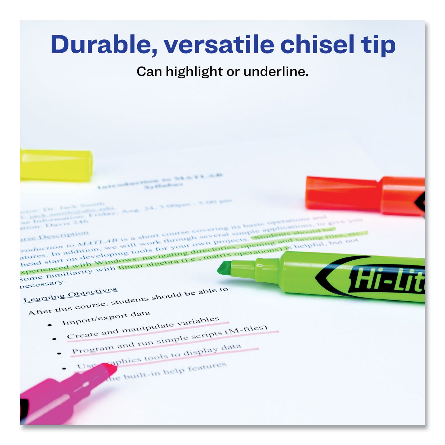 Avery HI-LITER Desk-Style Highlighters, Assorted Ink Colors, Chisel Tip, Assorted Barrel Colors, 4/Set (24063)