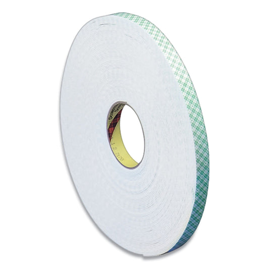 3M 4016 Double Coated Urethane Foam Tape, 0.38" x 36 yds, White