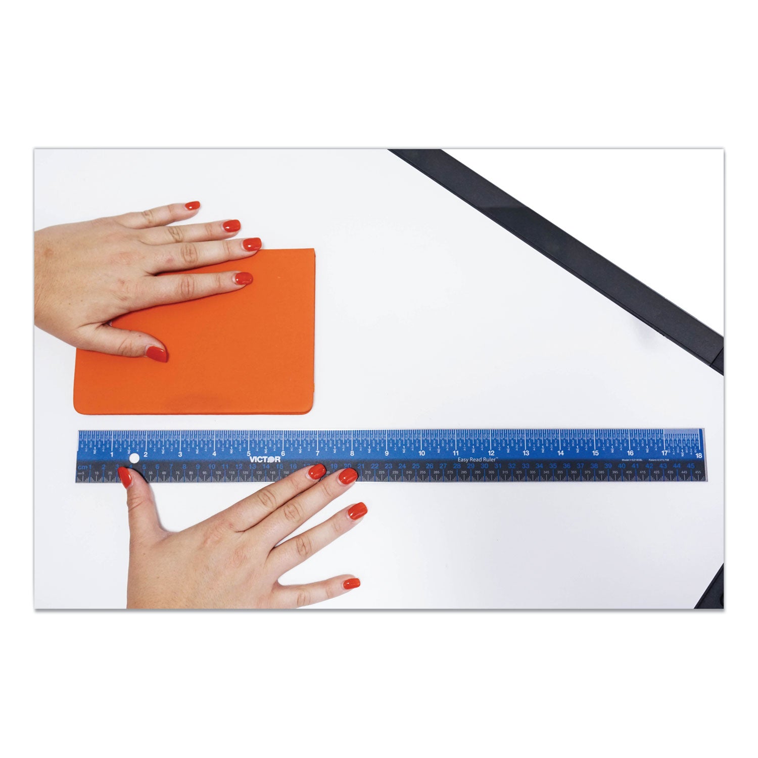 Victor Easy Read Stainless Steel Ruler, Standard/Metric, 18".25 Long, Blue (EZ18SBL)