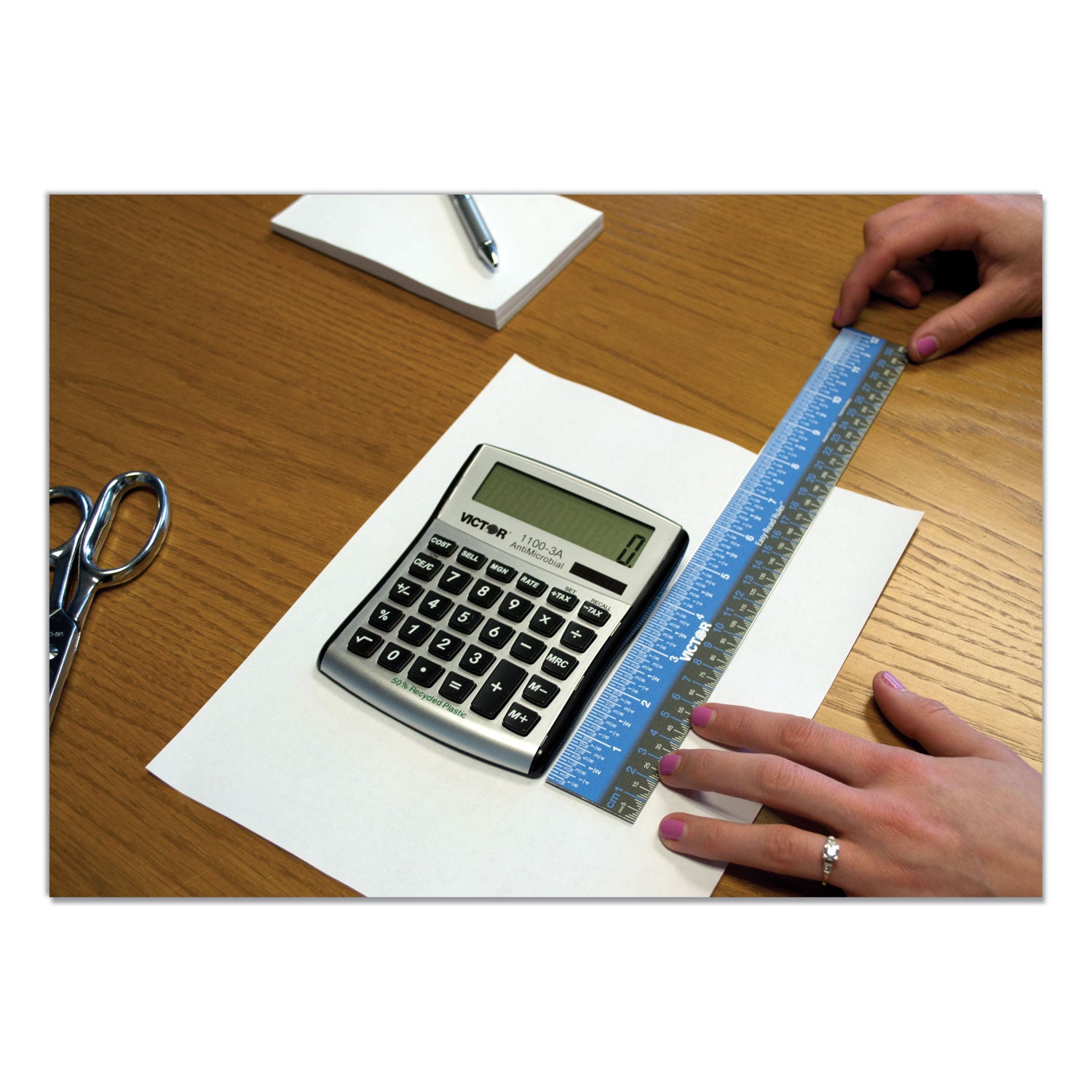 Victor Easy Read Stainless Steel Ruler, Standard/Metric, 12".5 Long, Blue (EZ12SBL)