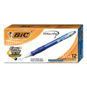 BIC Velocity Easy Glide Ballpoint Pen, Retractable, Medium 1 mm, Blue Ink, Translucent Blue Barrel, Dozen (VLG11BE)