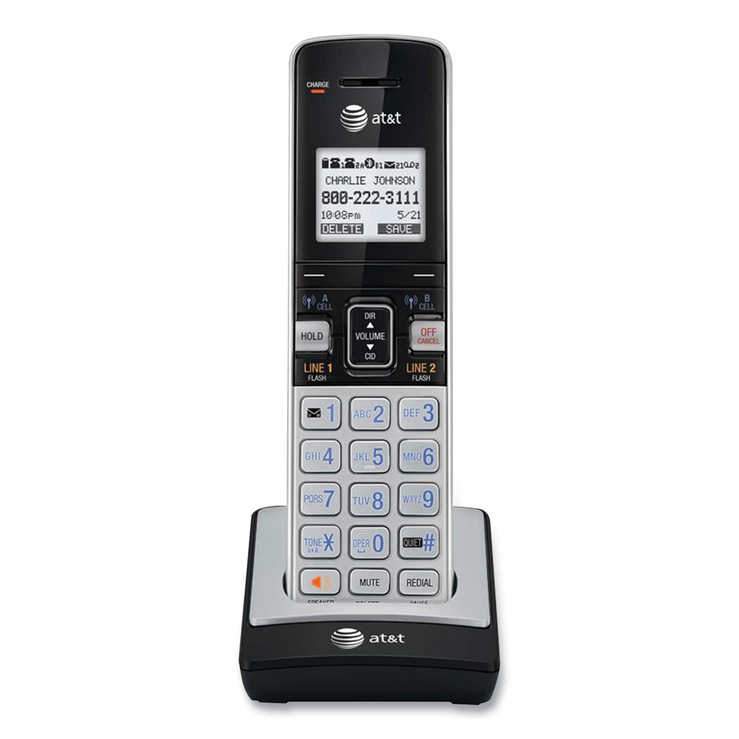 AT&T TL86003 Cordless Telephone Handset for the TL86103 System, Silver/Black