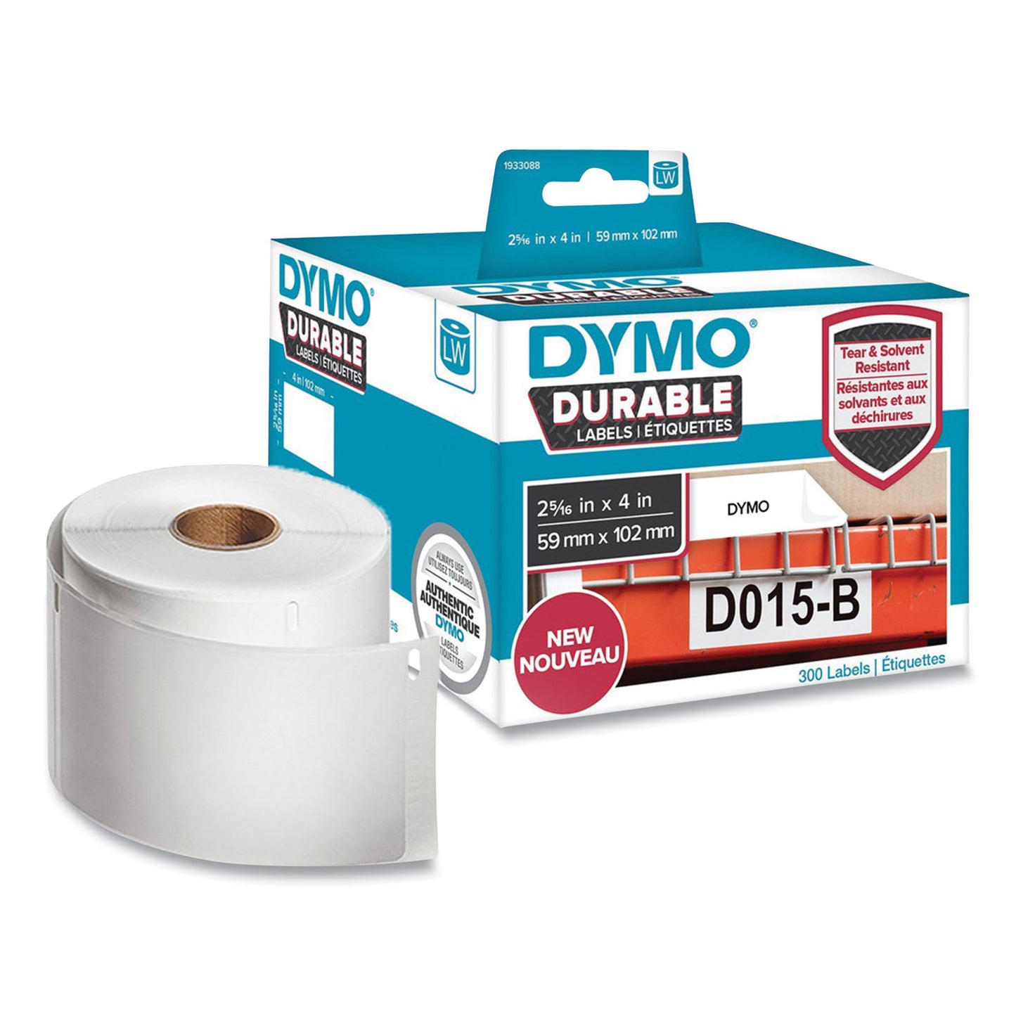 DYMO LW Durable Multi-Purpose Labels, 2.31" x 4", White, 300 Labels/Roll (1933088EA)