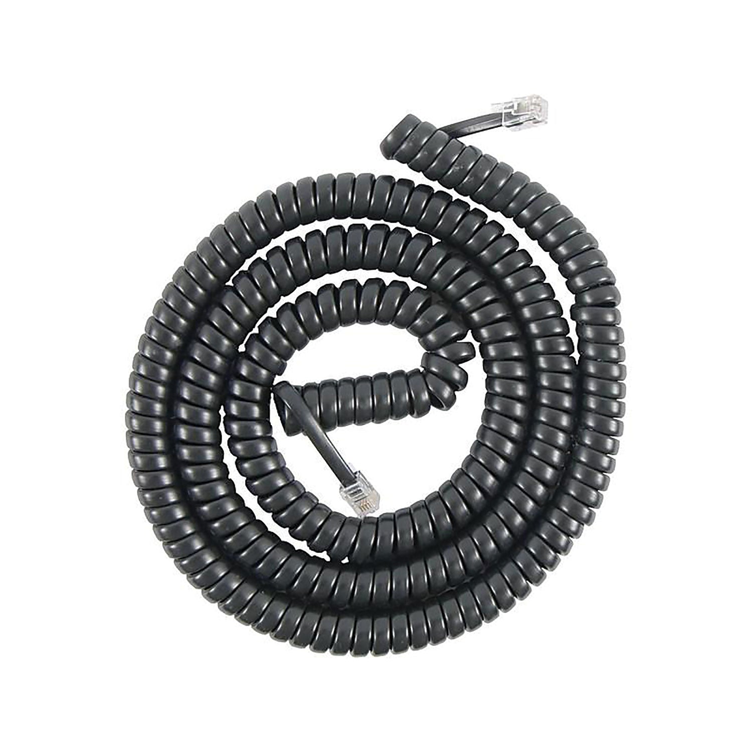 Power Gear Coiled Telephone Cord, Plug/Plug, 25 ft, Black (76139999)