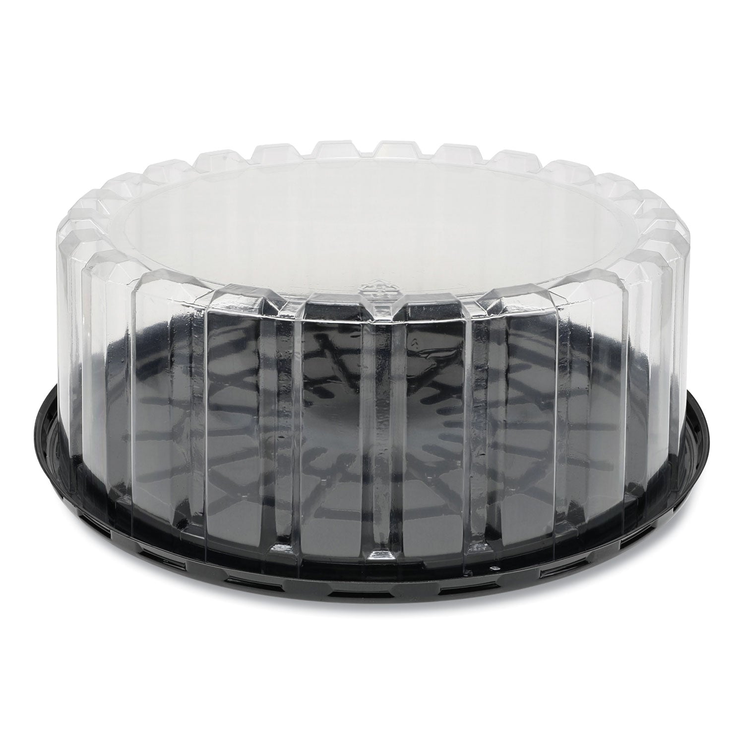 Pactiv Plastic Cake Container, Shallow 9" Cake Container, 9" Diameter x 3.38"h, Clear/Black, 90/Carton (YEH89902)