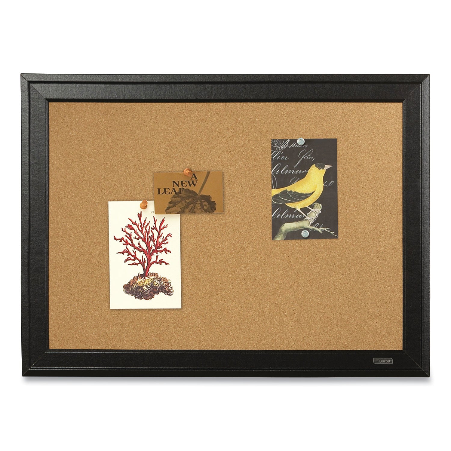 Quartet Cork Bulletin Board with Black Frame, 23 x 17, Tan Surface (79281)