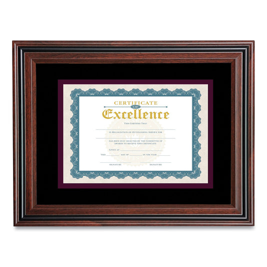 Victory Light Document Frame with Mat, 11 x 14, Rosewood/Black (VS4501B114)