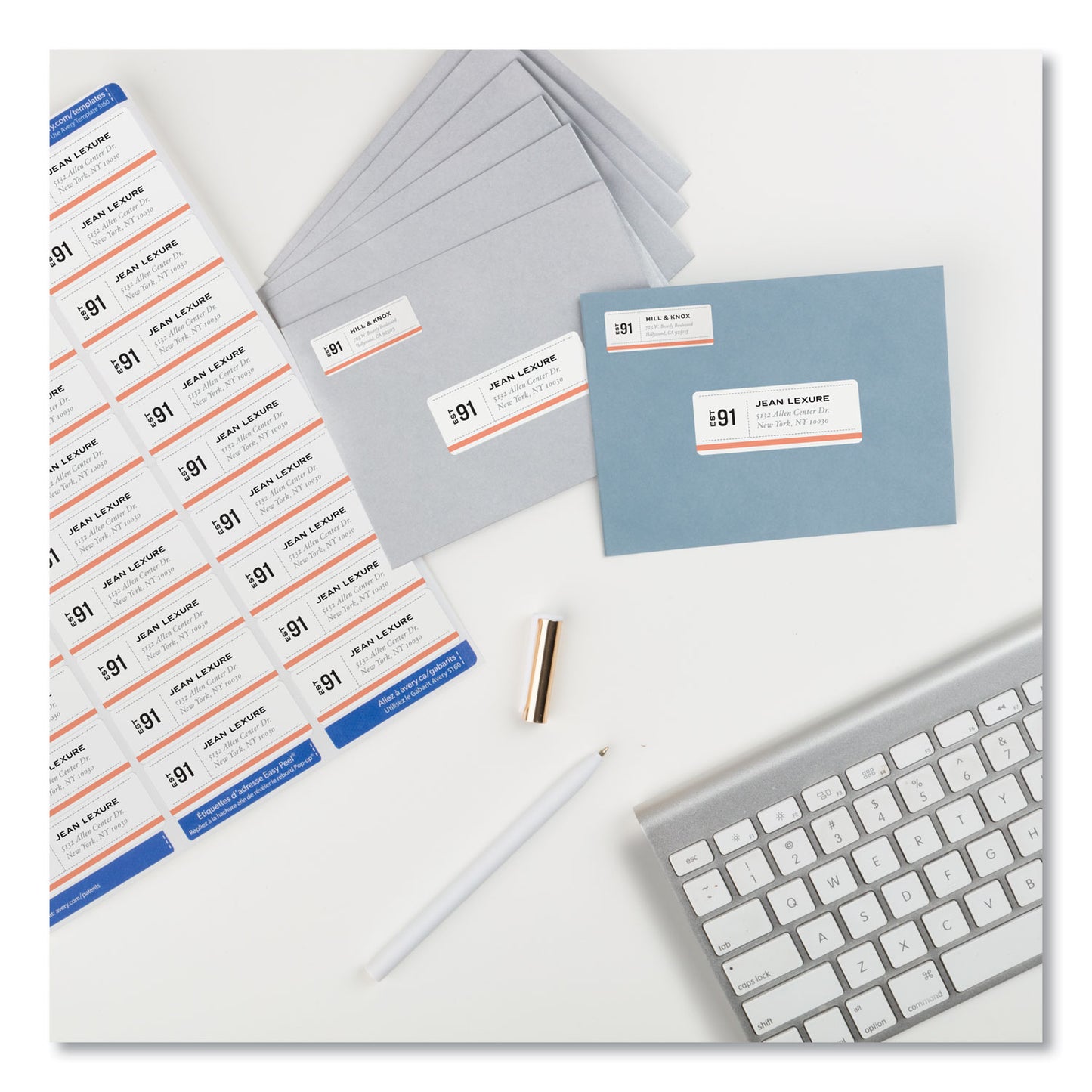 Avery Easy Peel White Address Labels w/ Sure Feed Technology, Laser Printers, 1 x 2.63, White, 30/Sheet, 500 Sheets/Box (95915)
