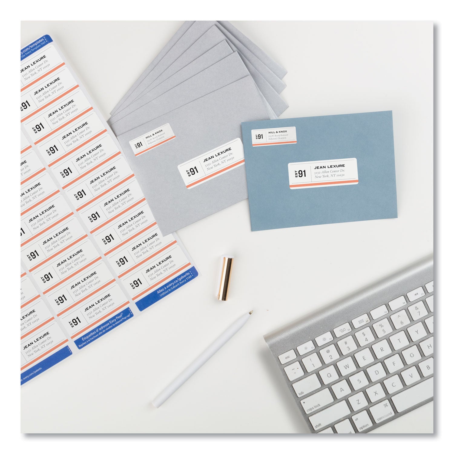 Avery Easy Peel White Address Labels w/ Sure Feed Technology, Laser Printers, 1 x 2.63, White, 30/Sheet, 500 Sheets/Box (95915)