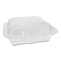 Pactiv Vented Foam Hinged Lid Container, Dual Tab Lock, 3-Compartment, 8.42 x 8.15 x 3, White, 150/Carton (YTD188030000)