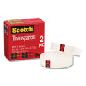 Scotch Transparent Tape, 1" Core, 0.5" x 36 yds, Crystal Clear, 2/Pack (600H2)