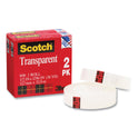Scotch Transparent Tape, 1" Core, 0.5" x 36 yds, Crystal Clear, 2/Pack (600H2)