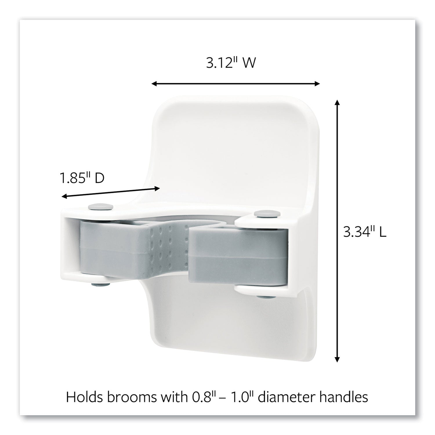 Command Broom Gripper, 3.12w x 1.85d x 3.34h, White/Gray, 2 Grippers/4 Strips (17007HW2ES)