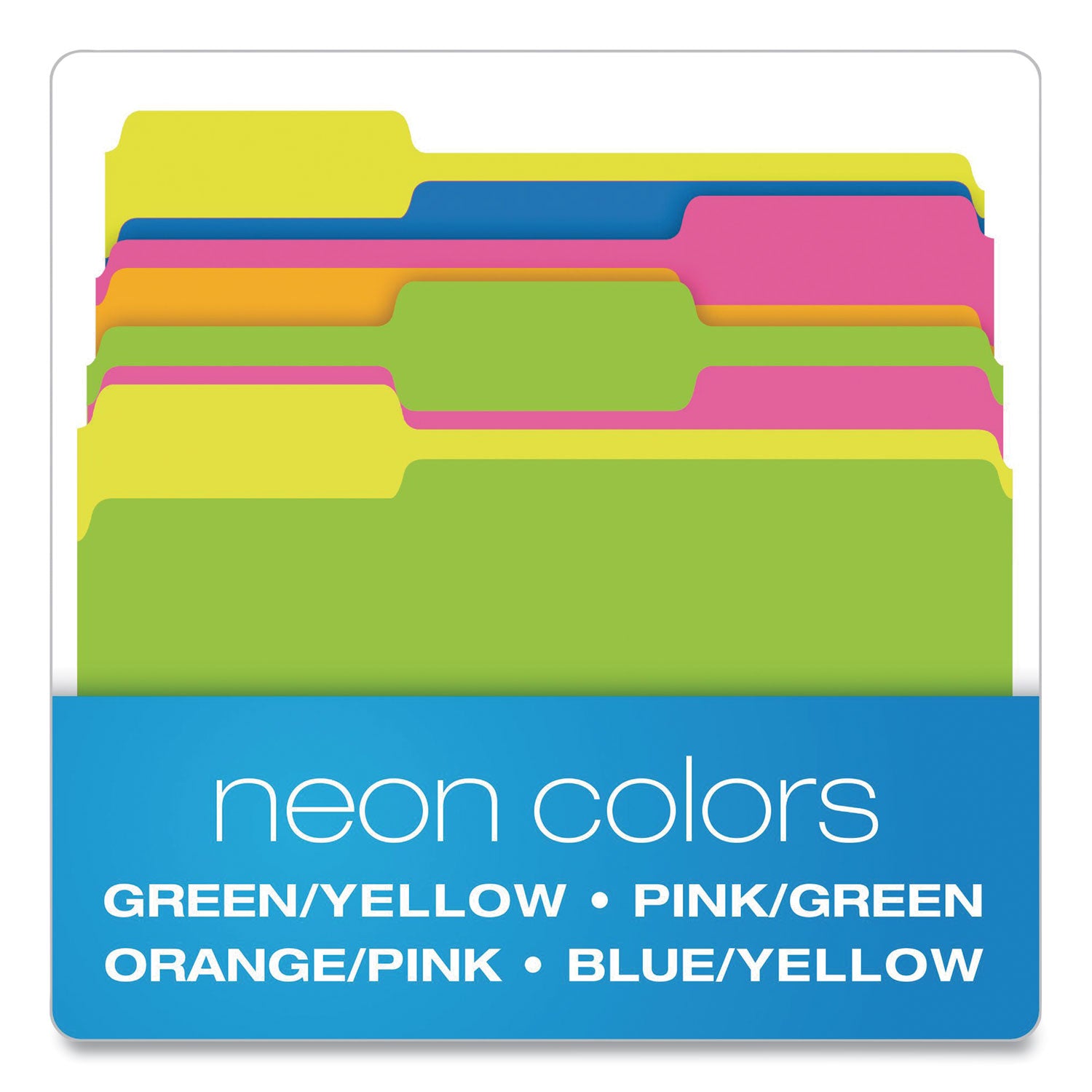Pendaflex Glow Twisted 3-Tab File Folder, 1/3-Cut Tabs: Assorted, Letter Size, 0.25" Expansion, Assorted Colors, 12/Pack (40526)