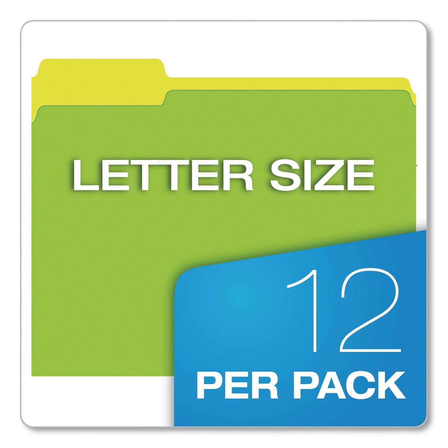 Pendaflex Glow Twisted 3-Tab File Folder, 1/3-Cut Tabs: Assorted, Letter Size, 0.25" Expansion, Assorted Colors, 12/Pack (40526)