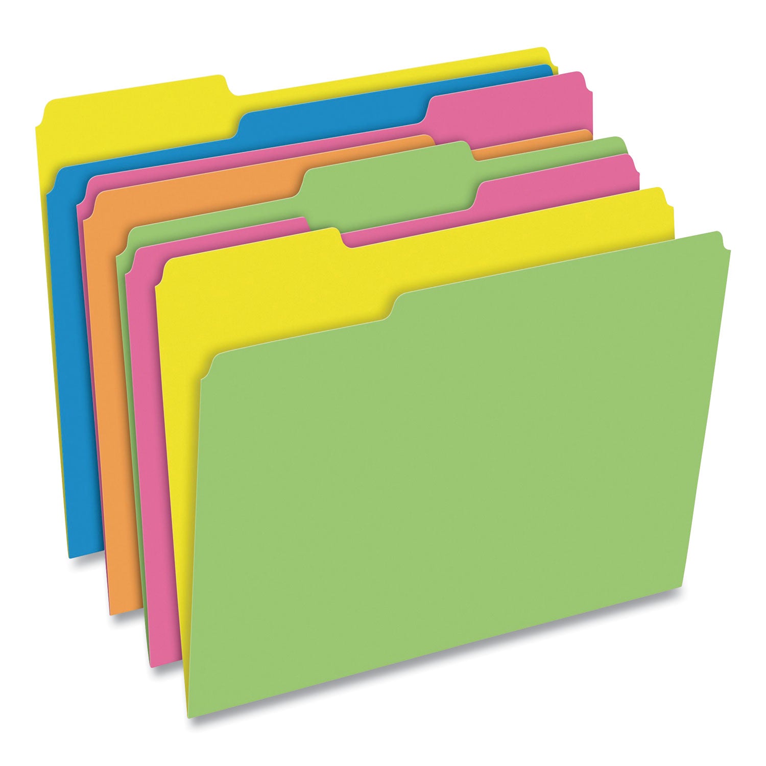 Pendaflex Glow Twisted 3-Tab File Folder, 1/3-Cut Tabs: Assorted, Letter Size, 0.25" Expansion, Assorted Colors, 12/Pack (40526)