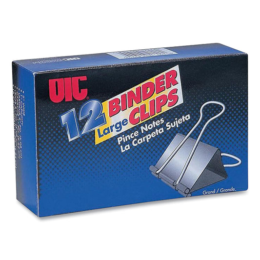 Officemate Binder Clips, Large, Black/Nickel, 12/Box (99100)