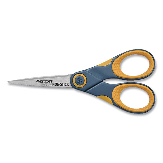 Westcott Non-Stick Titanium Bonded Scissors, 5" Long, Straight Gray/Orange Handle (14881)