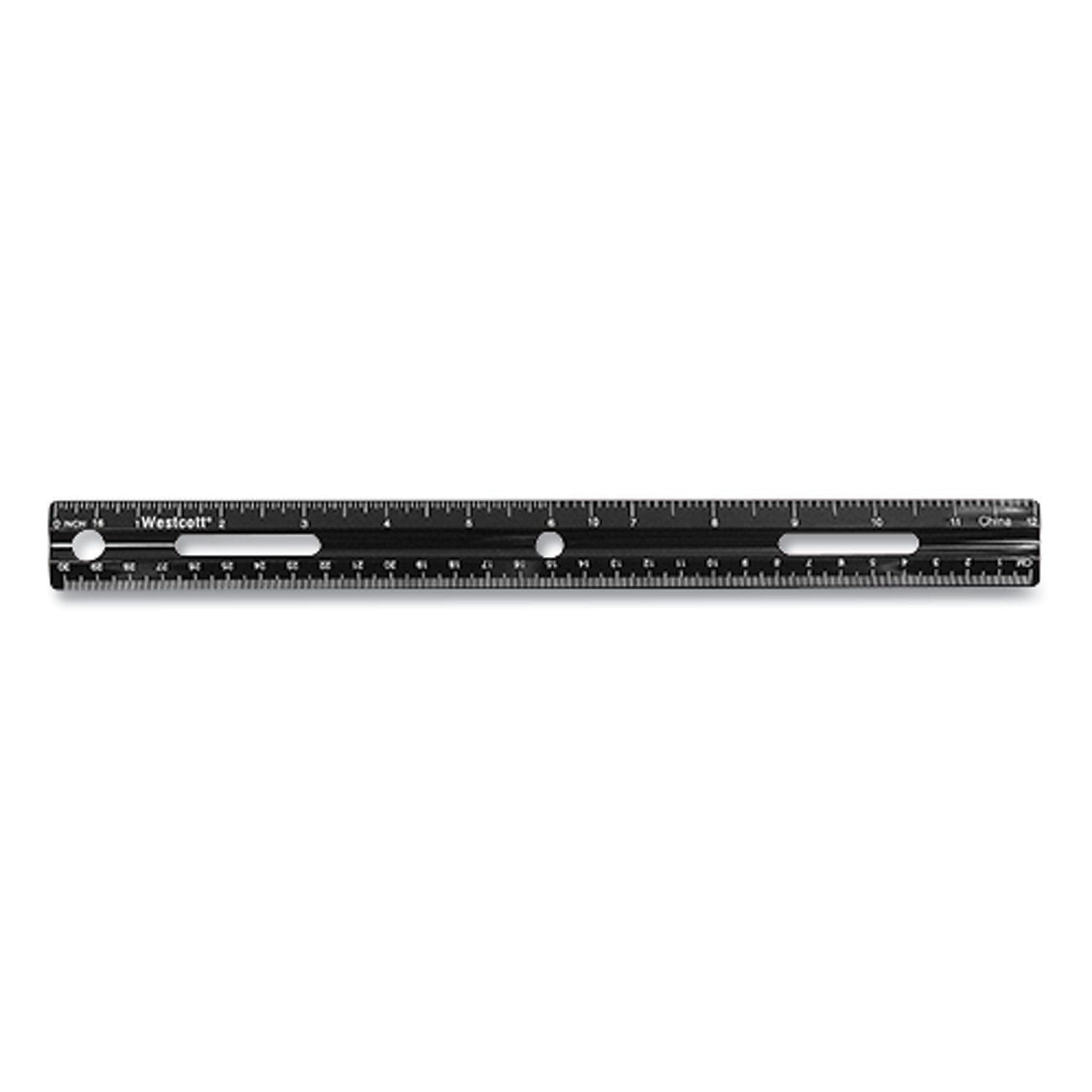 Westcott KleenEarth Recycled Ruler, Standard/Metric, 12" Long, Plastic, Black (41015)