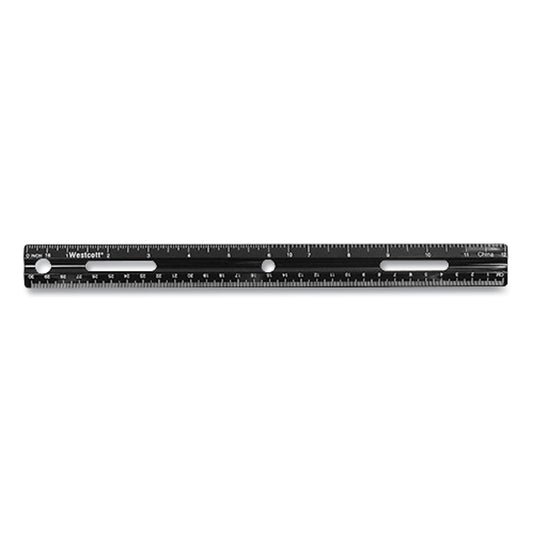 Westcott KleenEarth Recycled Ruler, Standard/Metric, 12" Long, Plastic, Black (41015)