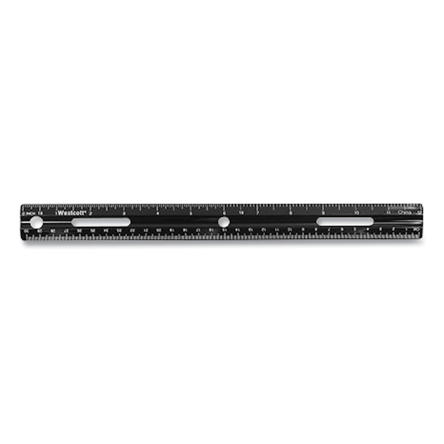 Westcott KleenEarth Recycled Ruler, Standard/Metric, 12" Long, Plastic, Black (41015)