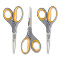 Westcott Titanium Bonded Scissors, 8" Long, 3.5" Cut Length, Straight Gray/Yellow Handle, 3/Box (17532)