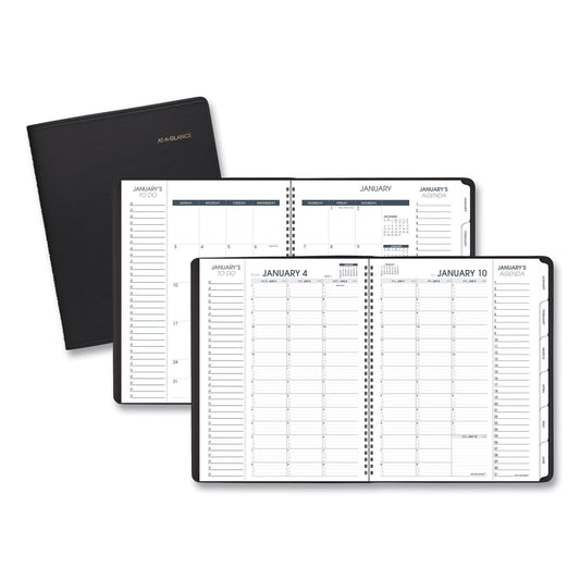 AT-A-GLANCE Triple View Weekly Vertical-Column Format Appointment Book, 11 x 8.25, Black Cover, 12-Month (Jan to Dec): 2025 (70950V05)