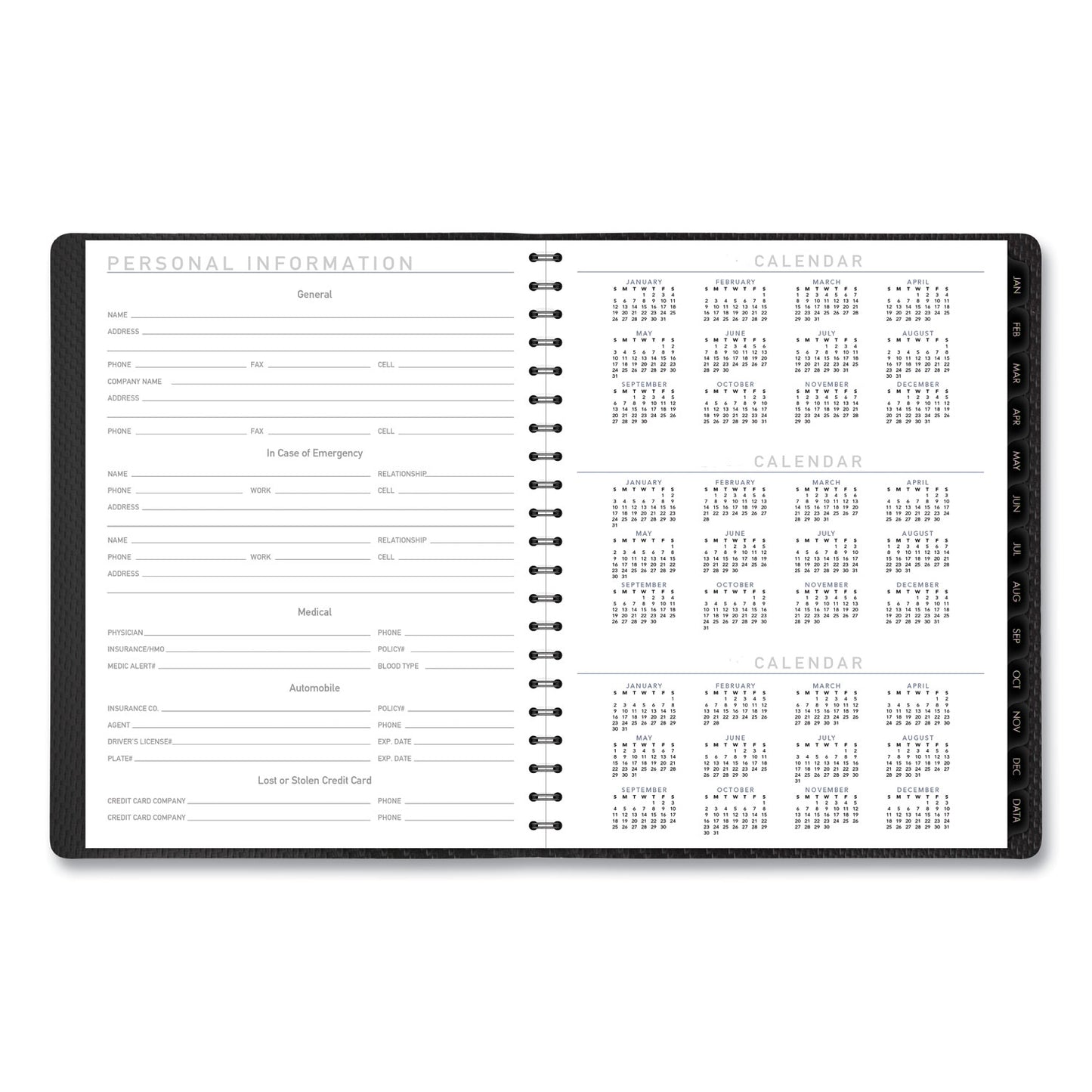 AT-A-GLANCE Contemporary Weekly/Monthly Planner, Vertical-Column Format, 11 x 8.25, Graphite Cover, 12-Month (Jan to Dec): 2025 (70950X45)