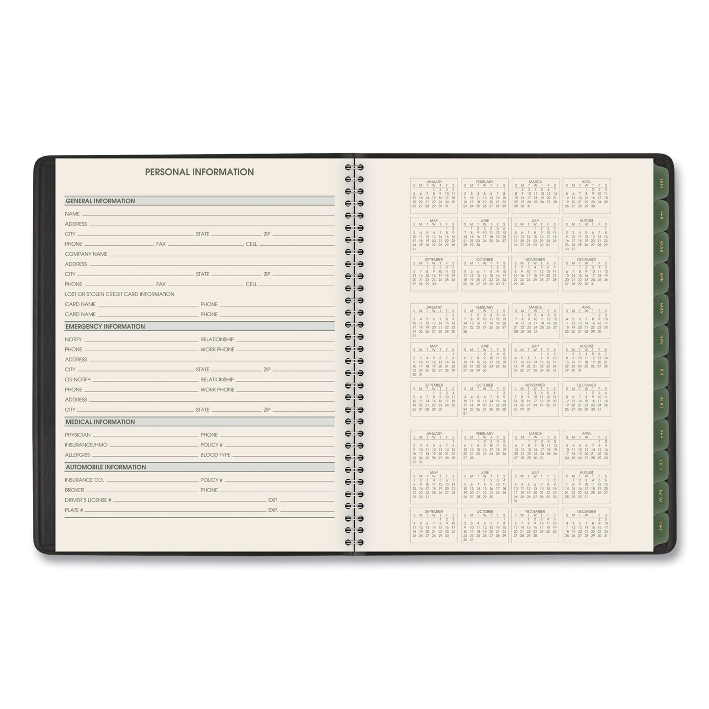 AT-A-GLANCE Recycled Weekly Vertical-Column Format Appointment Book, 8.75 x 7, Black Cover, 12-Month (Jan to Dec): 2025 (70951G05)