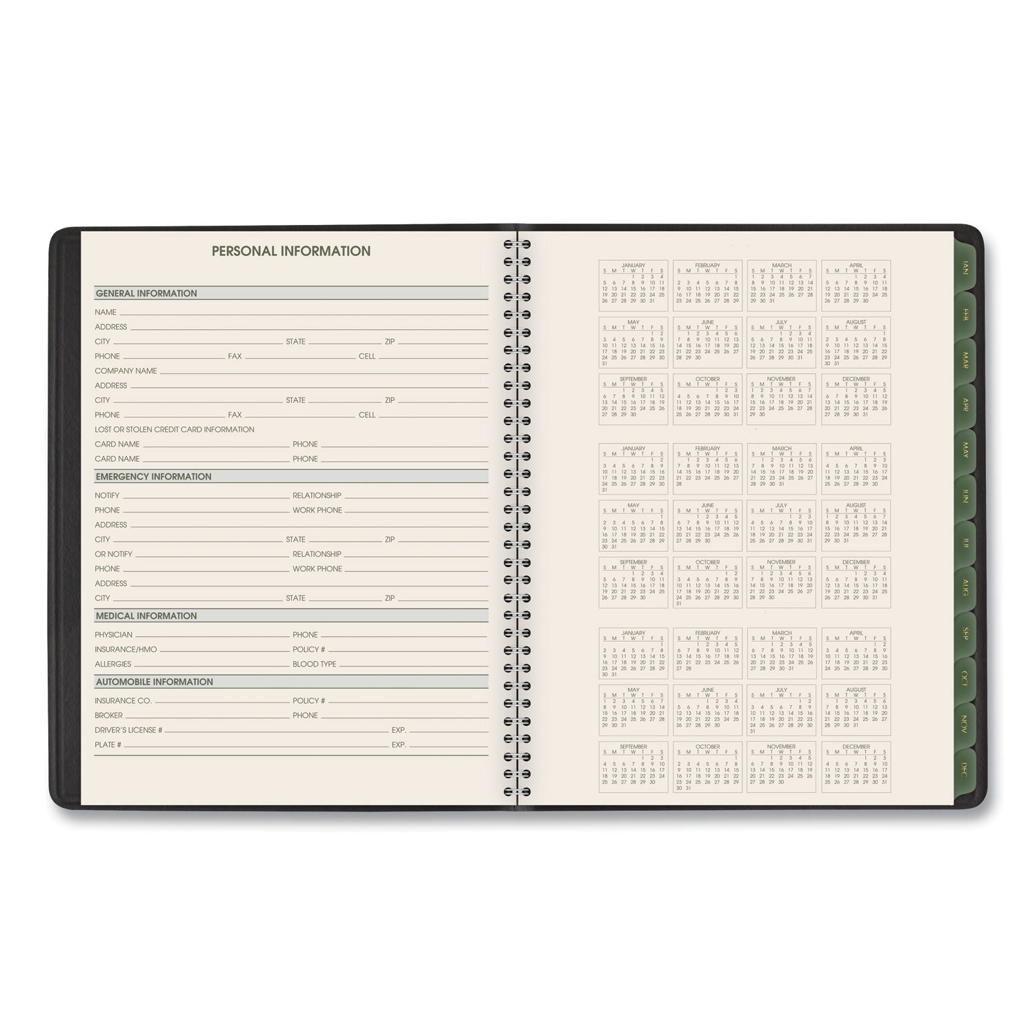 AT-A-GLANCE Recycled Weekly Vertical-Column Format Appointment Book, 8.75 x 7, Black Cover, 12-Month (Jan to Dec): 2025 (70951G05)